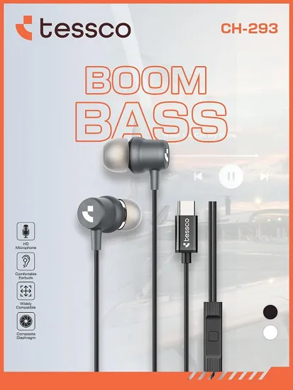 TESSCO CH- 293 BOOM BASS TYPE C METAL EARPHONE