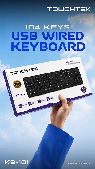 NEW TOUCHTEK WIRED KEYBOARD KB- 101 PREMIUM QUALITY WITH 1 YEAR WARRANTY