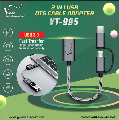 VALI VT-995 2 IN 1 USB OTG CABLE ADAPTER