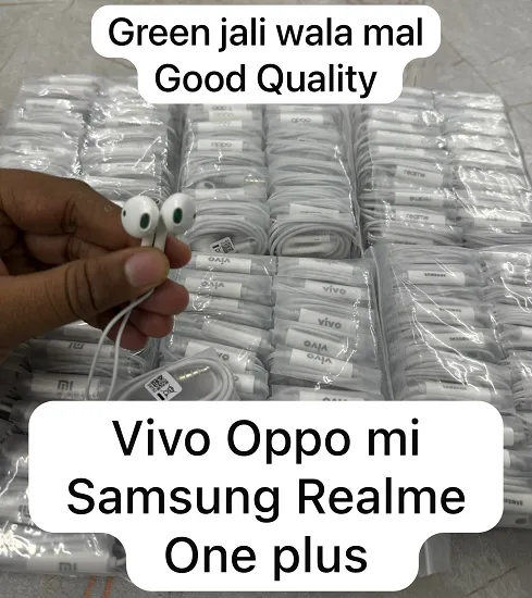 NEW OPPO VIVO MI SAMSUNG ONEPLUS CANDY EARPHONES PREMIUM QUALITY GREEN JALI HEAVY QUALITY